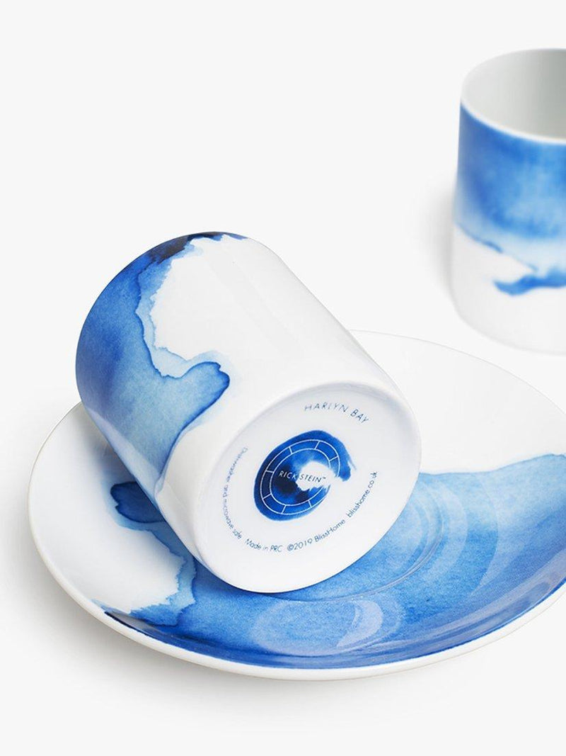 Rick Stein espresso cup and saucer set blue white 75ml, imported from the UK