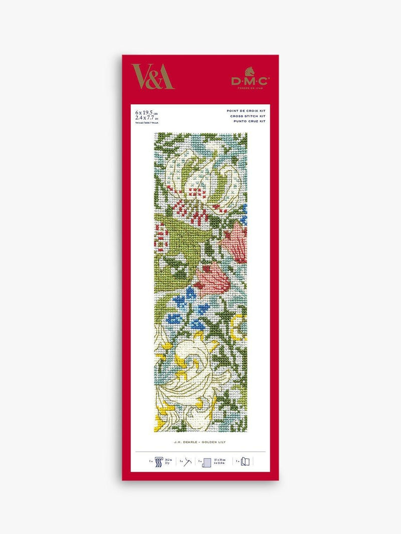 DMC Golden Lily bookmark cross stitch kit - British product