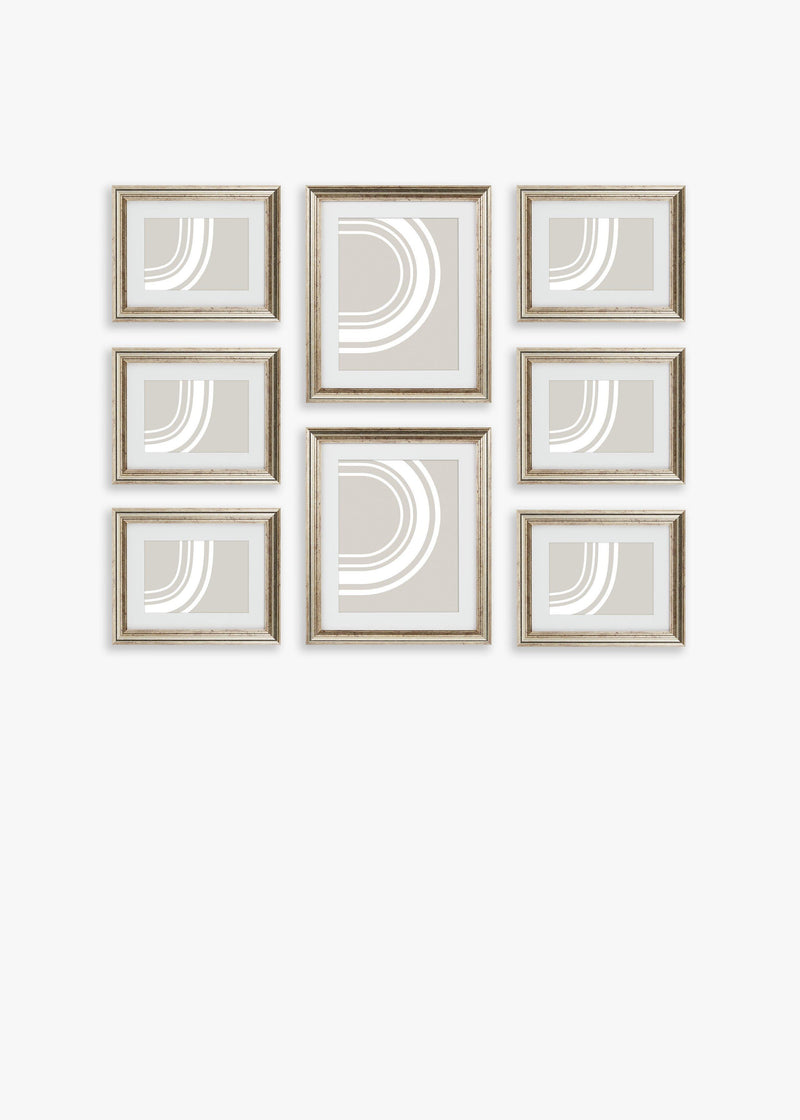 John Lewis gallery set multi-aperture photo frames champagne 8 photo, UK version