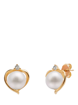 John Lewis E.W Adams 9ct Gold Freshwater Pearl and Topaz Heart Stud Earrings, White- Buy online at McGrocer