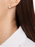 E.W Adams 9ct gold freshwater pearl and topaz heart stud earrings, UK version