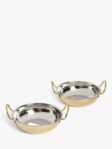 John Lewis John Lewis Kainoosh Stainless Steel Gold Balti Serving Dish Set 2 18cm- Buy online at McGrocer