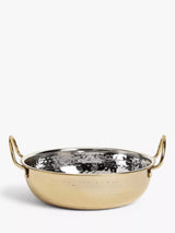 John Lewis Hammered Stainless Steel Balti Serving Dish with Gold Finish, 20cm- Buy online at McGrocer