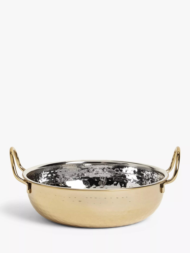 John Lewis balti serving dish in hammered steel with gold finish, 20cm, UK version