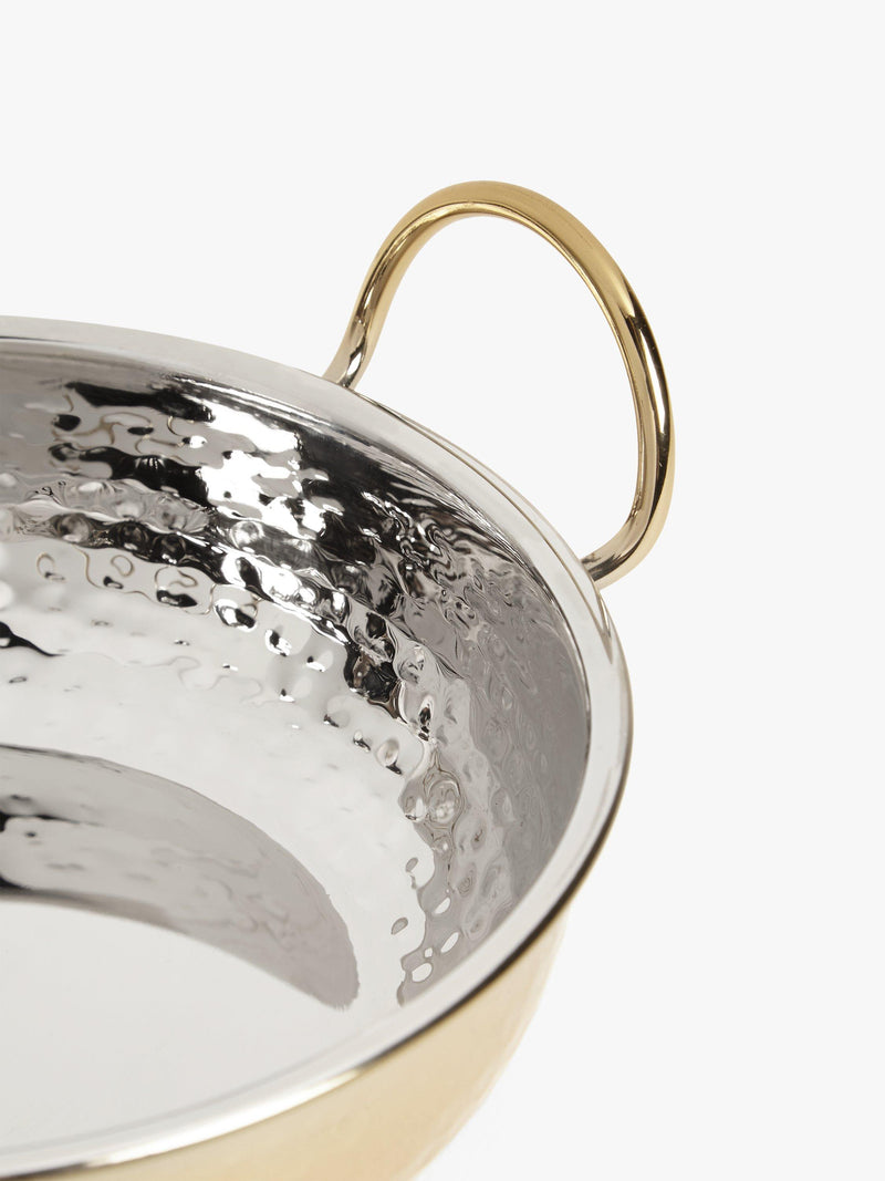 John Lewis balti serving dish in hammered steel with gold finish, 20cm, UK version