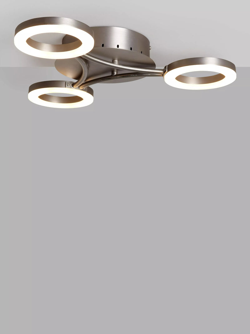 John Lewis Boyd LED 3 Arm Semi Flush Ceiling Light, Brass, 44cm Diameter