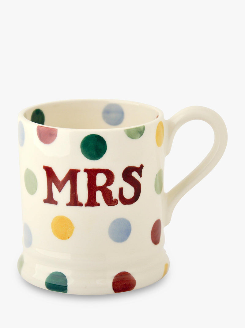 Emma Bridgewater polka dot Mr & Mrs mugs set of 2 300ml - British product