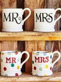 Emma Bridgewater polka dot Mr & Mrs mugs set of 2 300ml - British product
