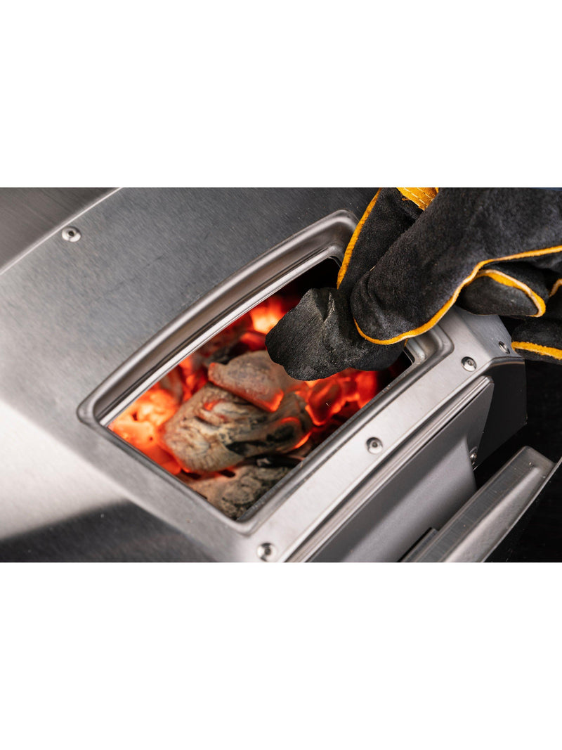 Ooni heat-resistant leather pizza oven and BBQ gloves, black, imported from the UK