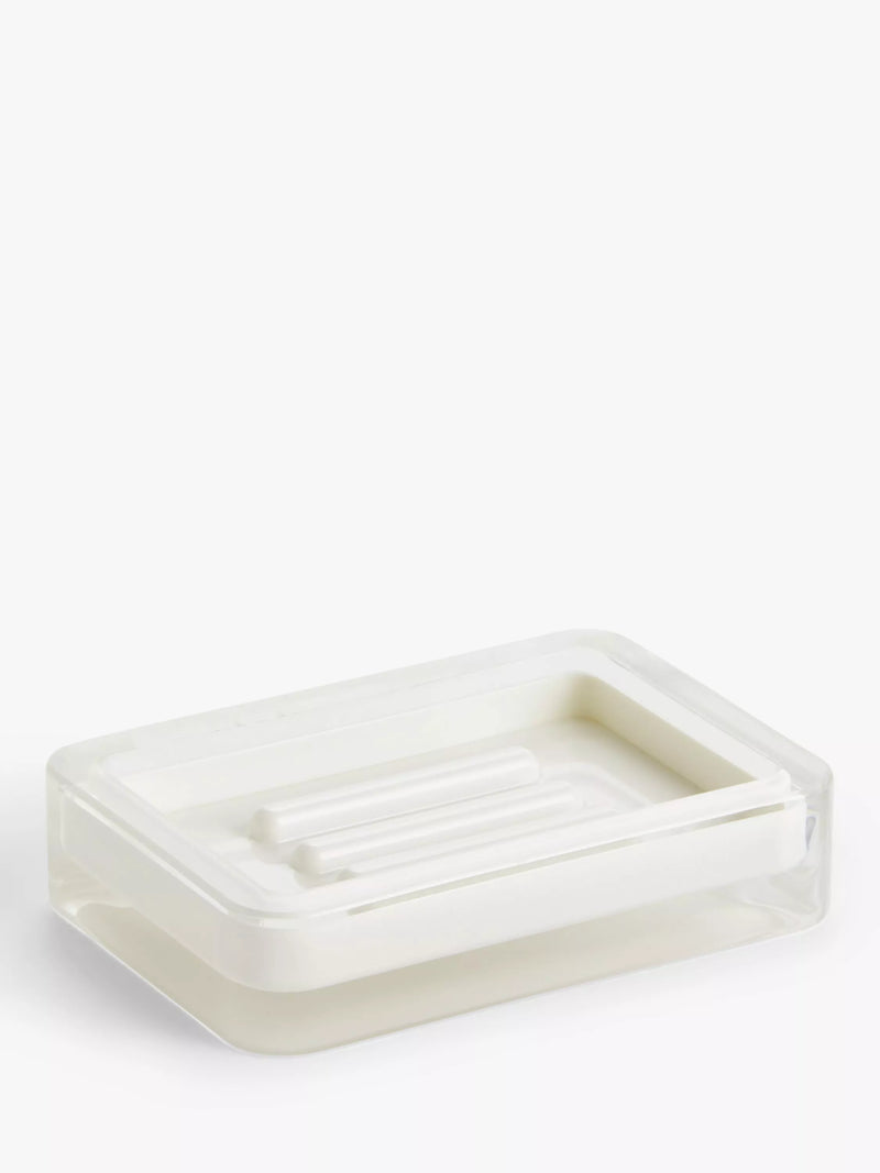 John Lewis Block Stripe pastel teal Soap Dish, UK version