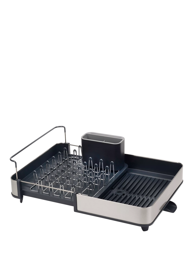 Joseph Joseph extendable stainless steel dish drainer with sliding tray, grey, UK version