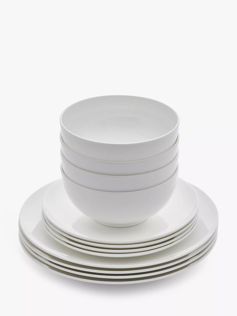 Royal Worcester bone china dinnerware set Serendipity White 12 piece - British product