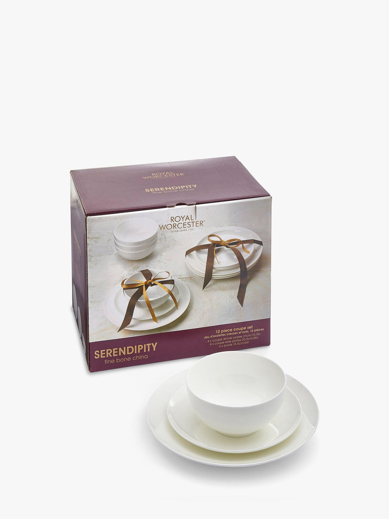 Royal Worcester bone china dinnerware set Serendipity White 12 piece - British product