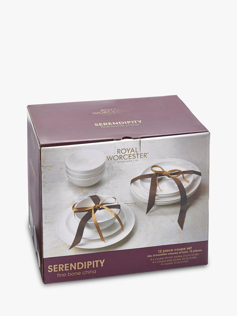 Royal Worcester bone china dinnerware set Serendipity White 12 piece - British product