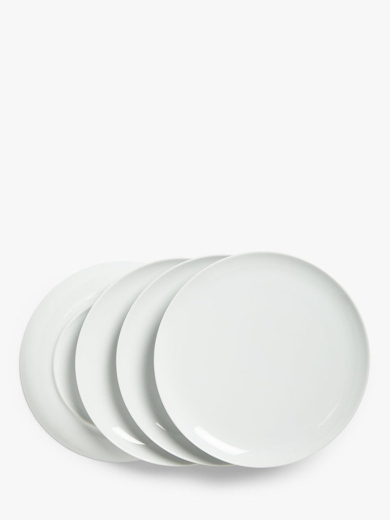 John Lewis Dine porcelain coupe dinner plates set of 4, 28cm white, imported from the UK