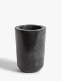 Black marble bathroom tumbler with fine grain and white veins, UK version
