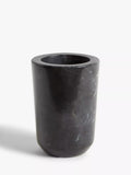Black marble bathroom tumbler with fine grain and white veins, UK version