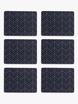 John Lewis John Lewis Cork-Backed Deco Placemats, Set of 6, Navy/Gold- Buy online at McGrocer