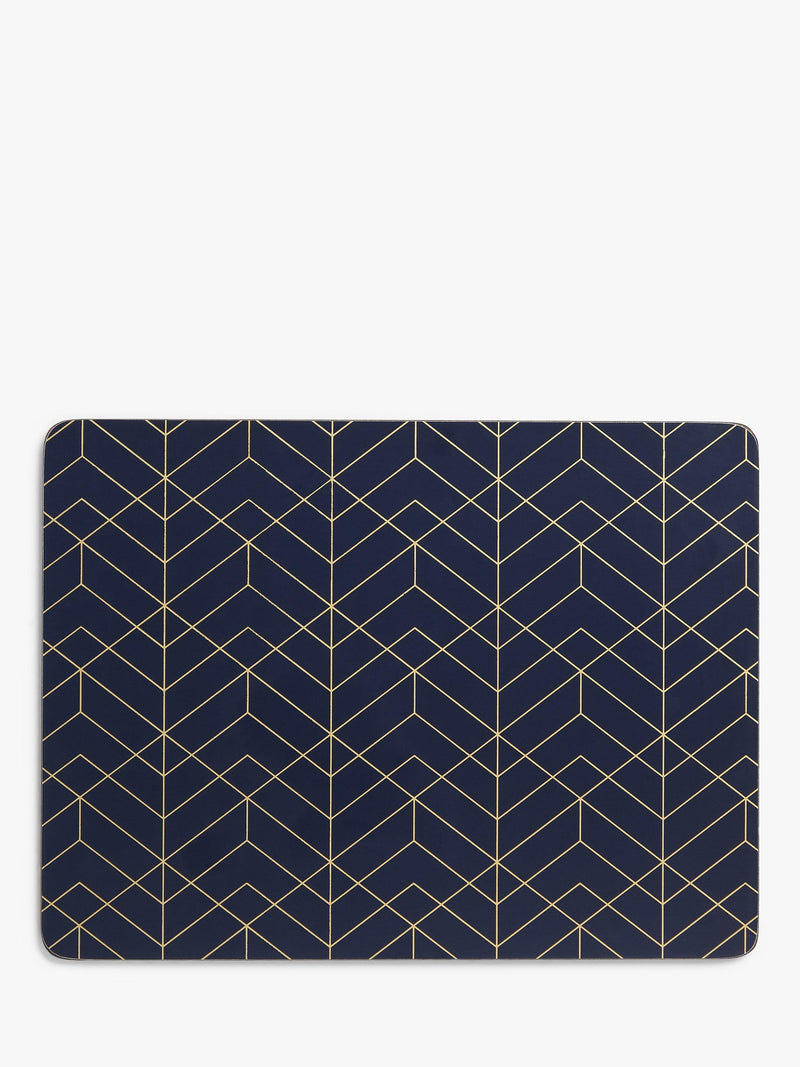 John Lewis Deco placemats set of 6 navy gold (British brand)