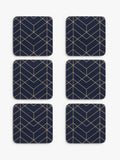 John Lewis navy gold coasters Deco set of 6 (British brand)