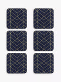 John Lewis navy gold coasters Deco set of 6 (British brand)