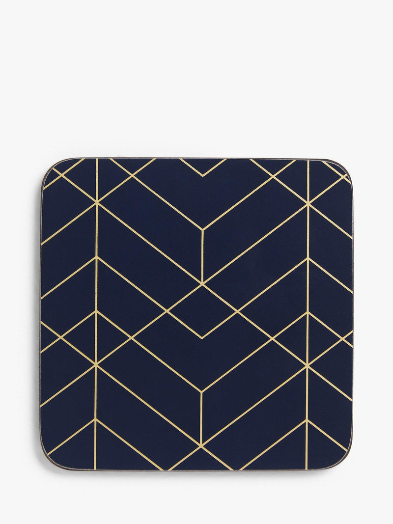 John Lewis navy gold coasters Deco set of 6 (British brand)