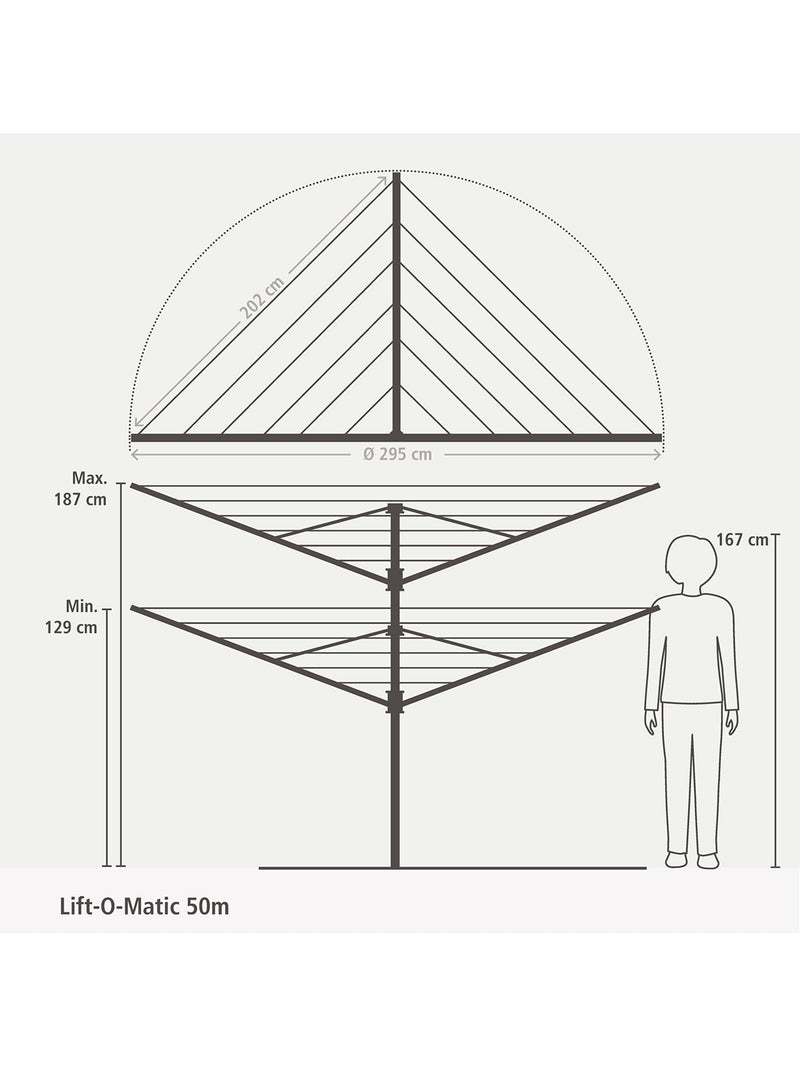 Brabantia Lift-O-Matic rotary dryer 50m - British product