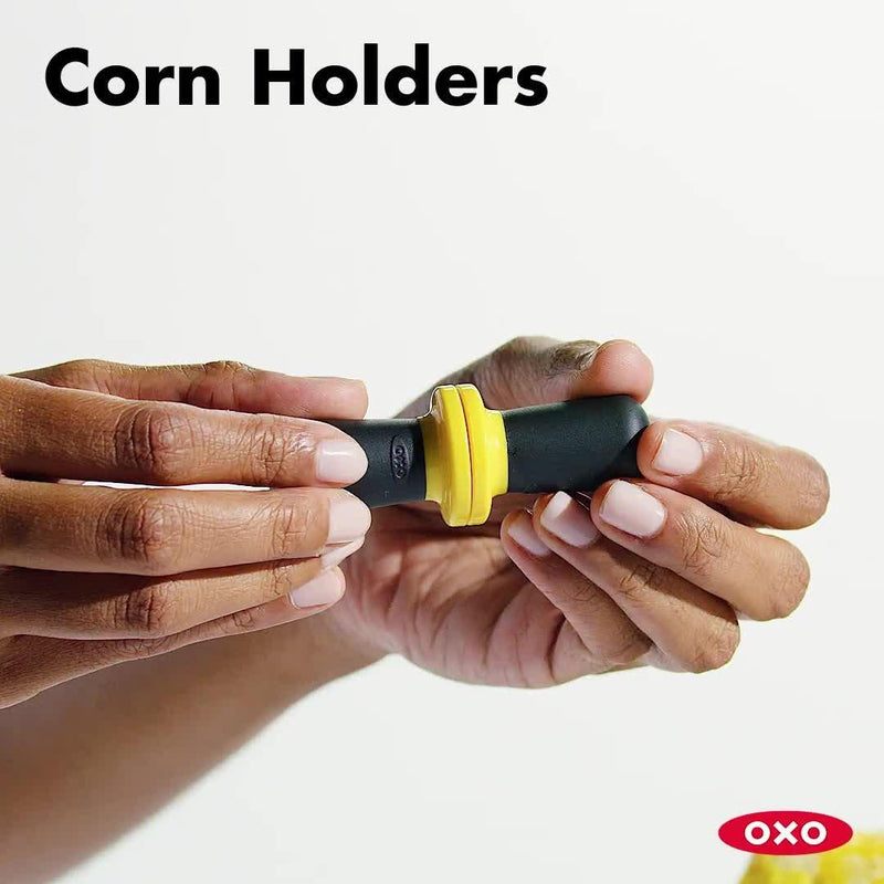 OXO Yellow/Black corn cob holders set of 8, imported from the UK