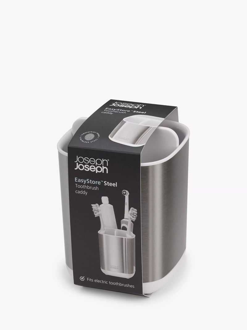 Joseph Joseph stainless steel toothbrush holder with ventilation holes, UK version