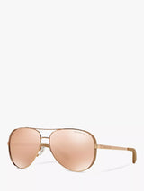 John Lewis Michael Kors Women's Chelsea Aviator Sunglasses Gold/Mirror Pink 59mm- Buy online at McGrocer