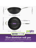 Eaziglide Neverstick2 non-stick open wok 32cm - British product