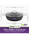 Eaziglide Neverstick2 Aluminium Non-Stick Shallow Casserole 32cm - British product