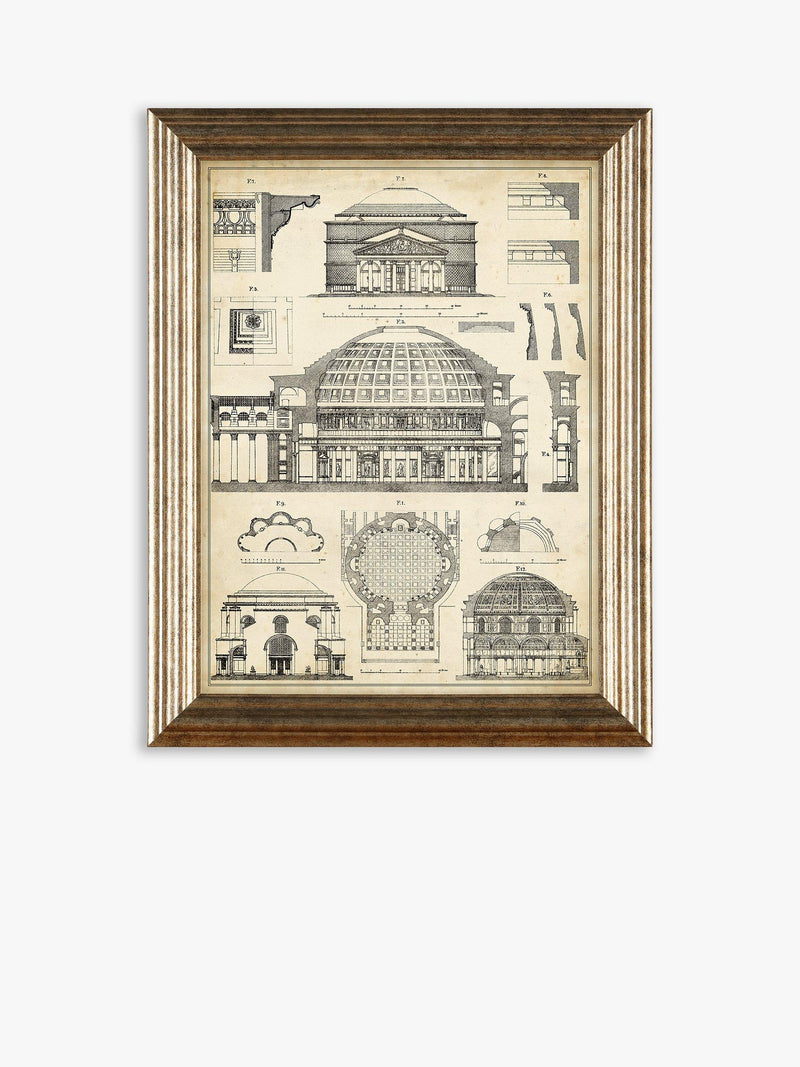John Lewis vintage architecture framed prints set 4, imported from the UK