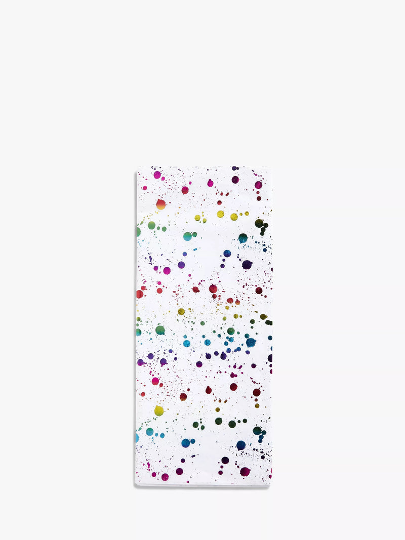 John Lewis rainbow splatter tissue paper pack of 3, imported from the UK