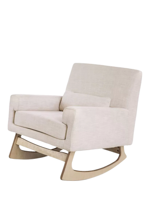 Ergonomic Nursing Rocking Chair with Washable Armrests and Birch-Wood Legs