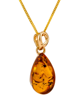 John Lewis Be-Jewelled Teardrop Amber Pendant Necklace, Gold/Cognac, 46cm- Buy online at McGrocer