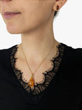 Be-Jewelled teardrop amber pendant necklace gold, imported from the UK