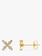 John Lewis Estella Bartlett Cubic Zirconia Flower Stud Earrings, Gold- Buy online at McGrocer