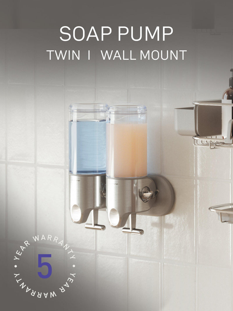 Simplehuman wall mounted soap dispenser double, imported from the UK