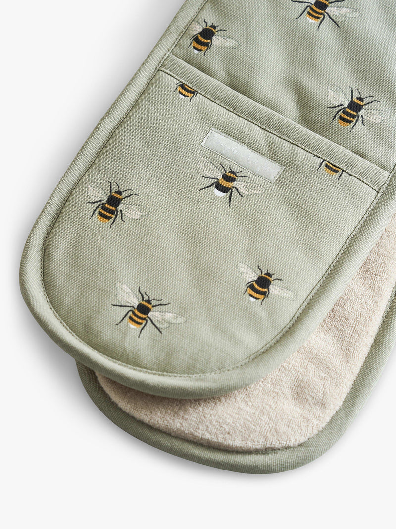 Sophie Allport Bee double oven glove in green and multi (British brand)
