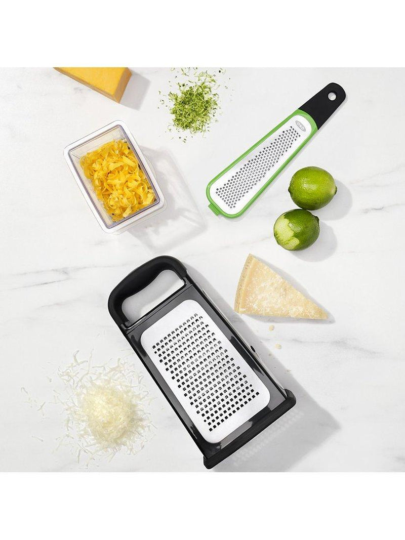 OXO box grater with slicer and zester, imported from the UK