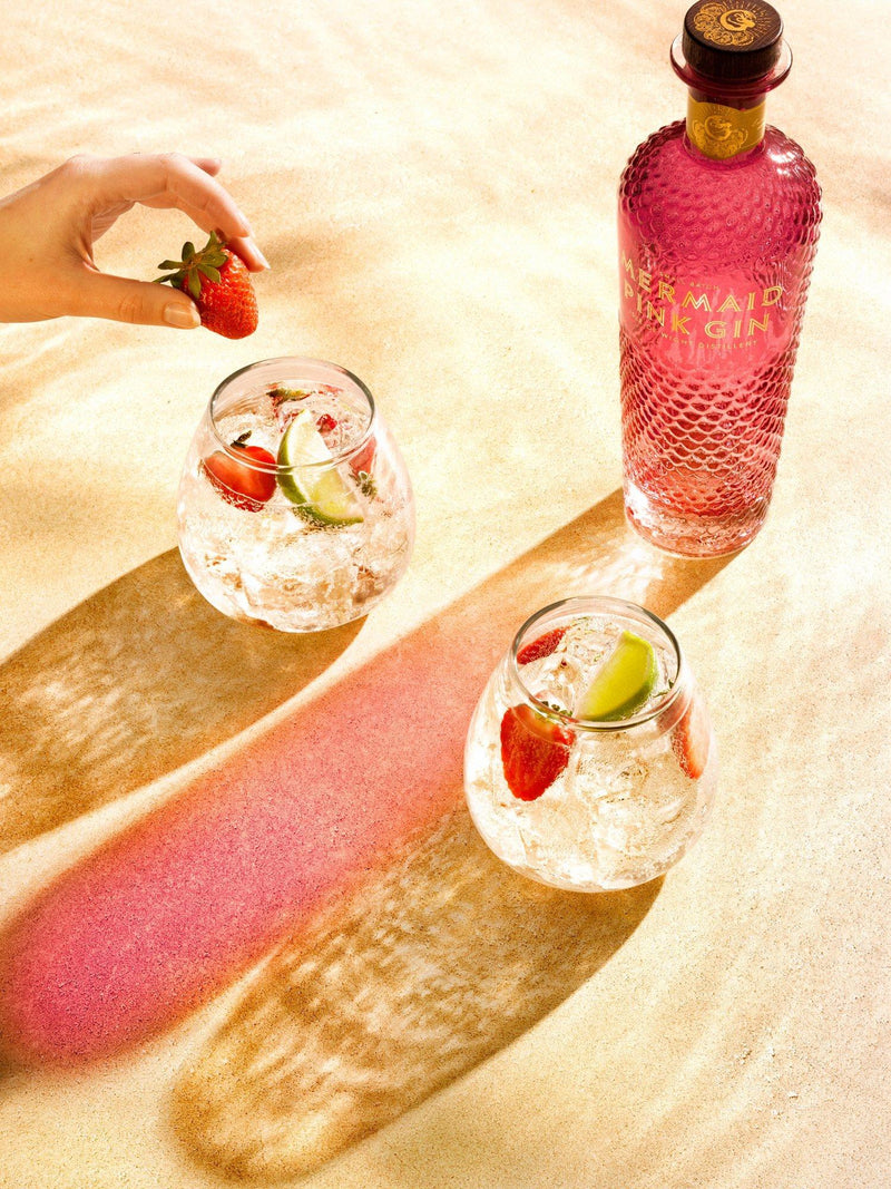 Isle of Wight Distillery Mermaid Pink Gin 70cl, imported from the UK