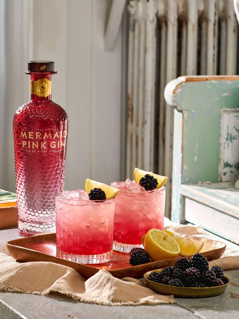 Isle of Wight Distillery Mermaid Pink Gin 70cl, imported from the UK