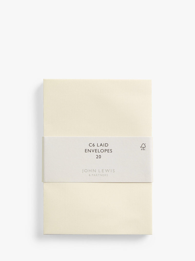 John Lewis C6 laid ivory envelopes, pack of 20, UK version