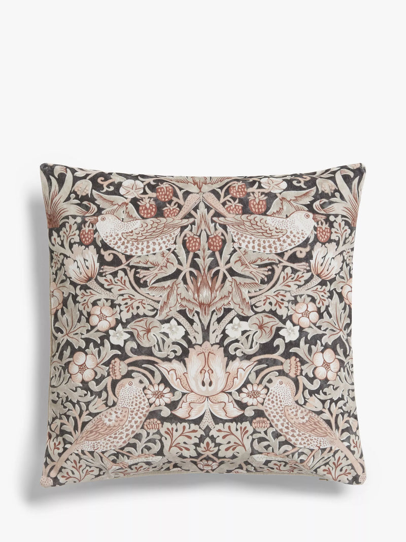 Morris & Co. Strawberry Thief velvet cushion 50x50cm - British product
