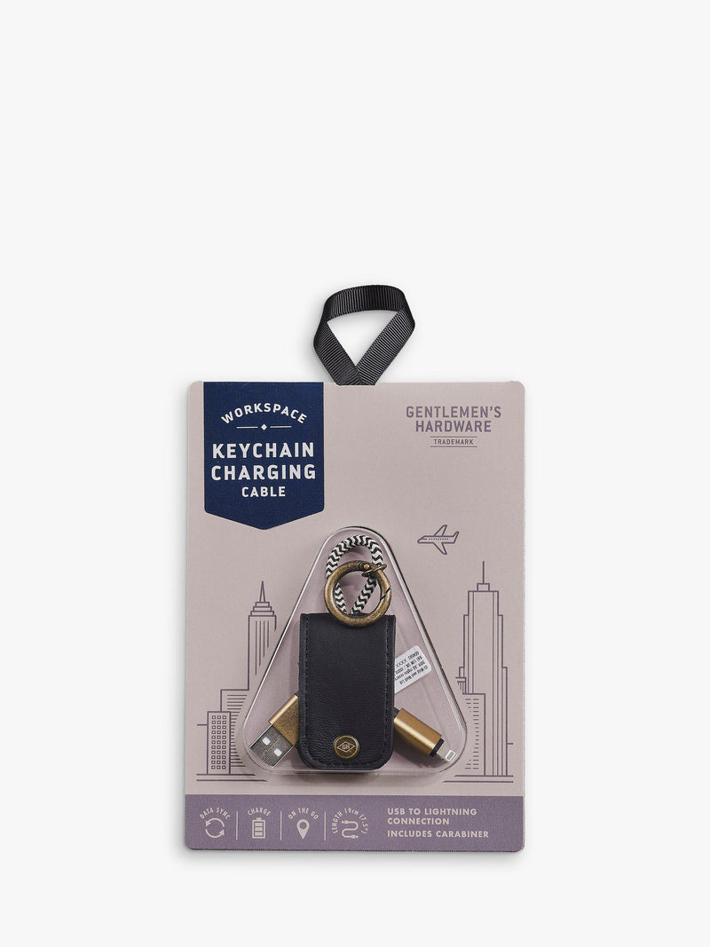 Gentlemen's Hardware USB Charging Cable Keyring Cream Black, UK version
