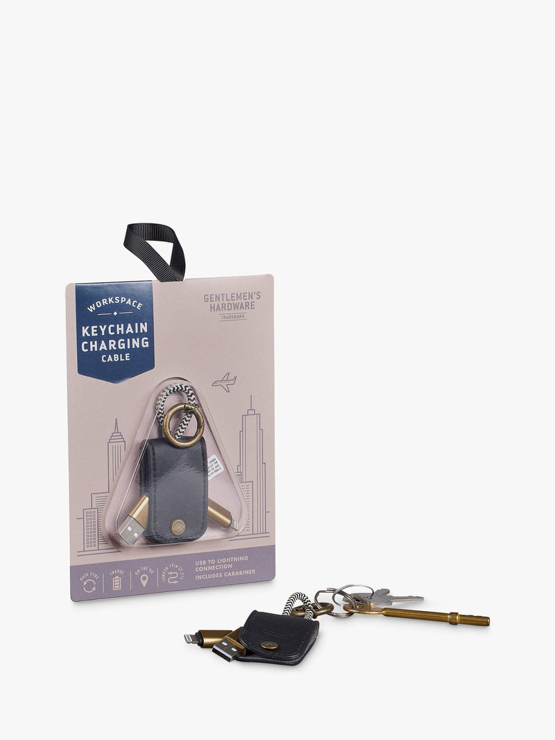 Gentlemen's Hardware USB Charging Cable Keyring Cream Black, UK version