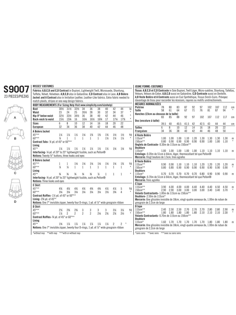 Simplicity misses themed costume pattern 9007, UK version