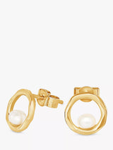 John Lewis Dower & Hall Freshwater Pearl Open Circle Stud Earrings- Buy online at McGrocer