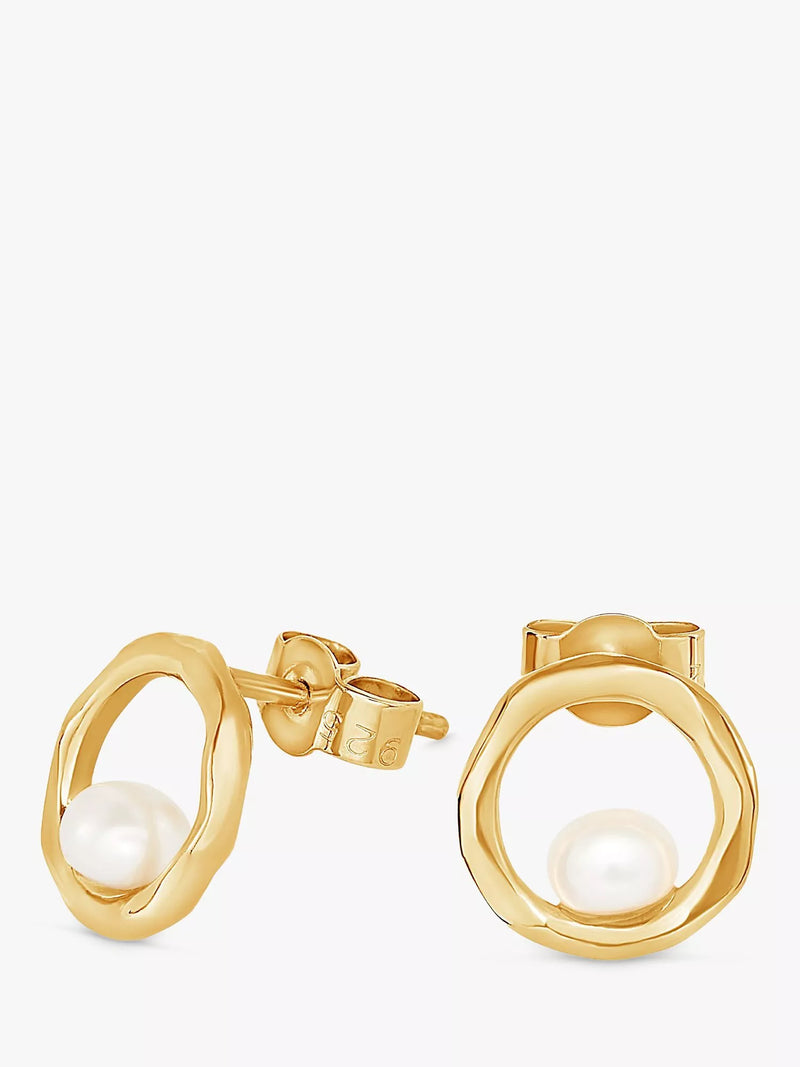Dower & Hall pearl stud earrings gold plated sterling silver (British brand)